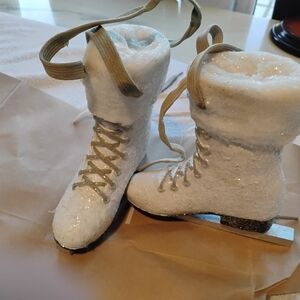 Charming White Ice Skate Holiday Decor